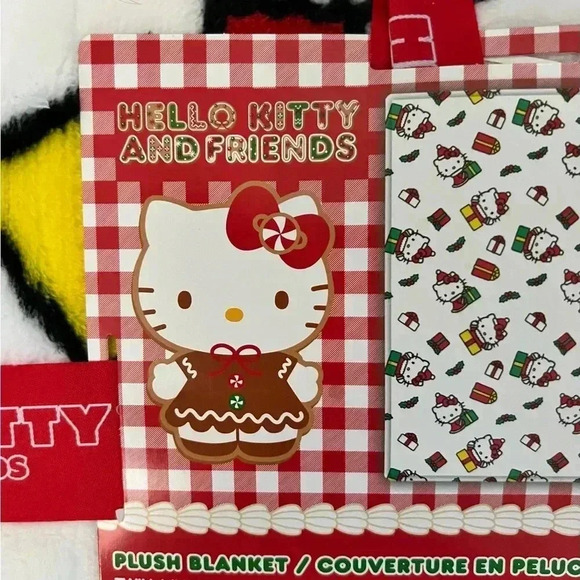 Hello Kitty Christmas Blanket Twin White Santa NWT gingerbread Kitty - Picture 5 of 7
